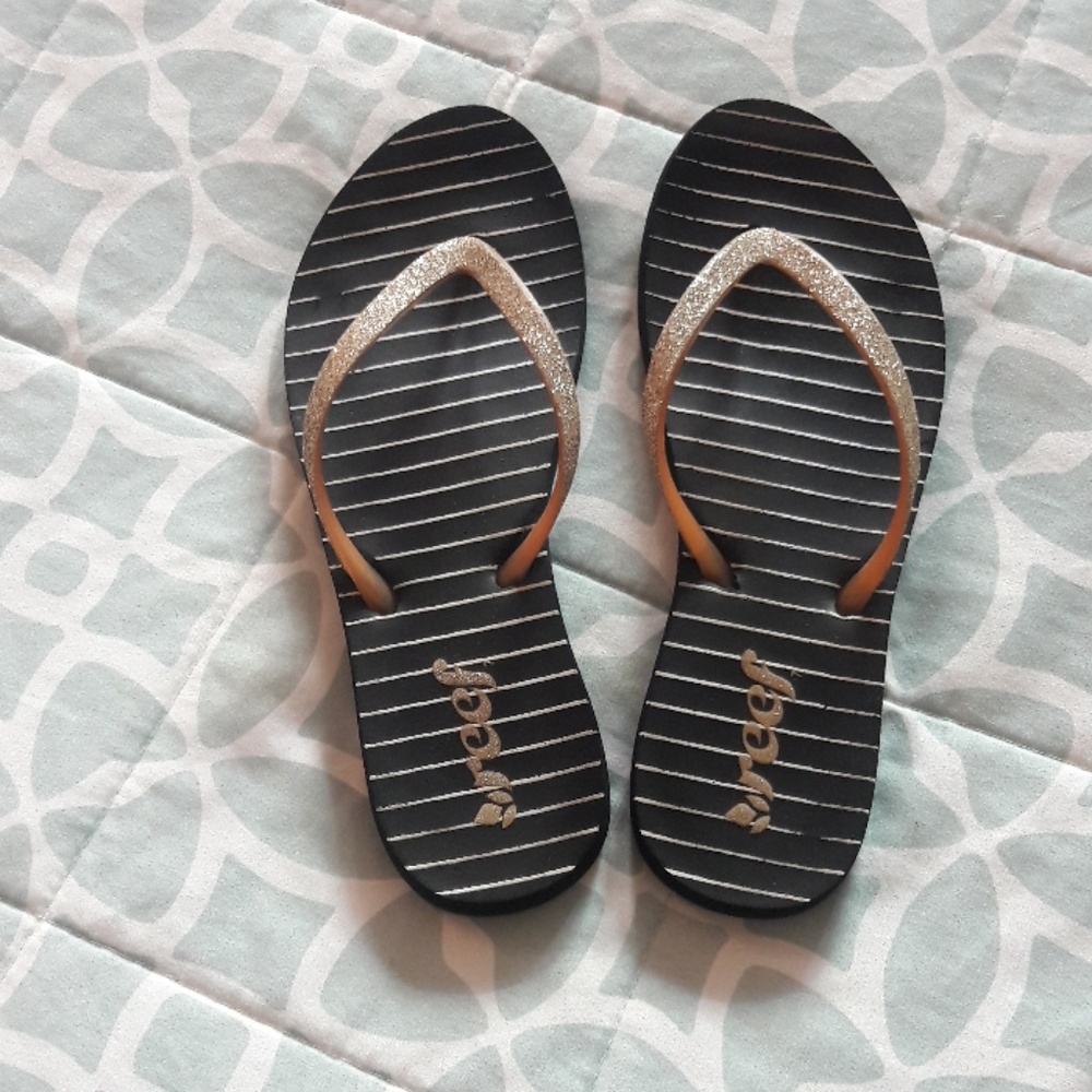 Gold glitter Reef flip flops
